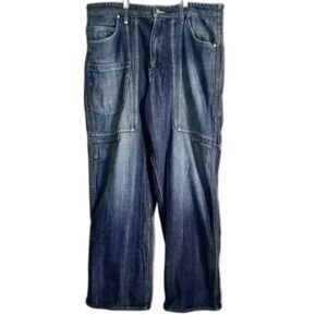 Vintage PHAT FARM Jeans Baggy Def Jam Deep Pockets Hip Hop Streetwear Rap 38 33